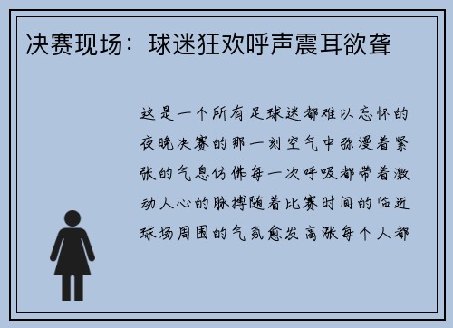 决赛现场：球迷狂欢呼声震耳欲聋
